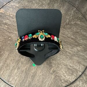 Chunky, Elegant Gold and Green Jewel-Toned Bee Headband